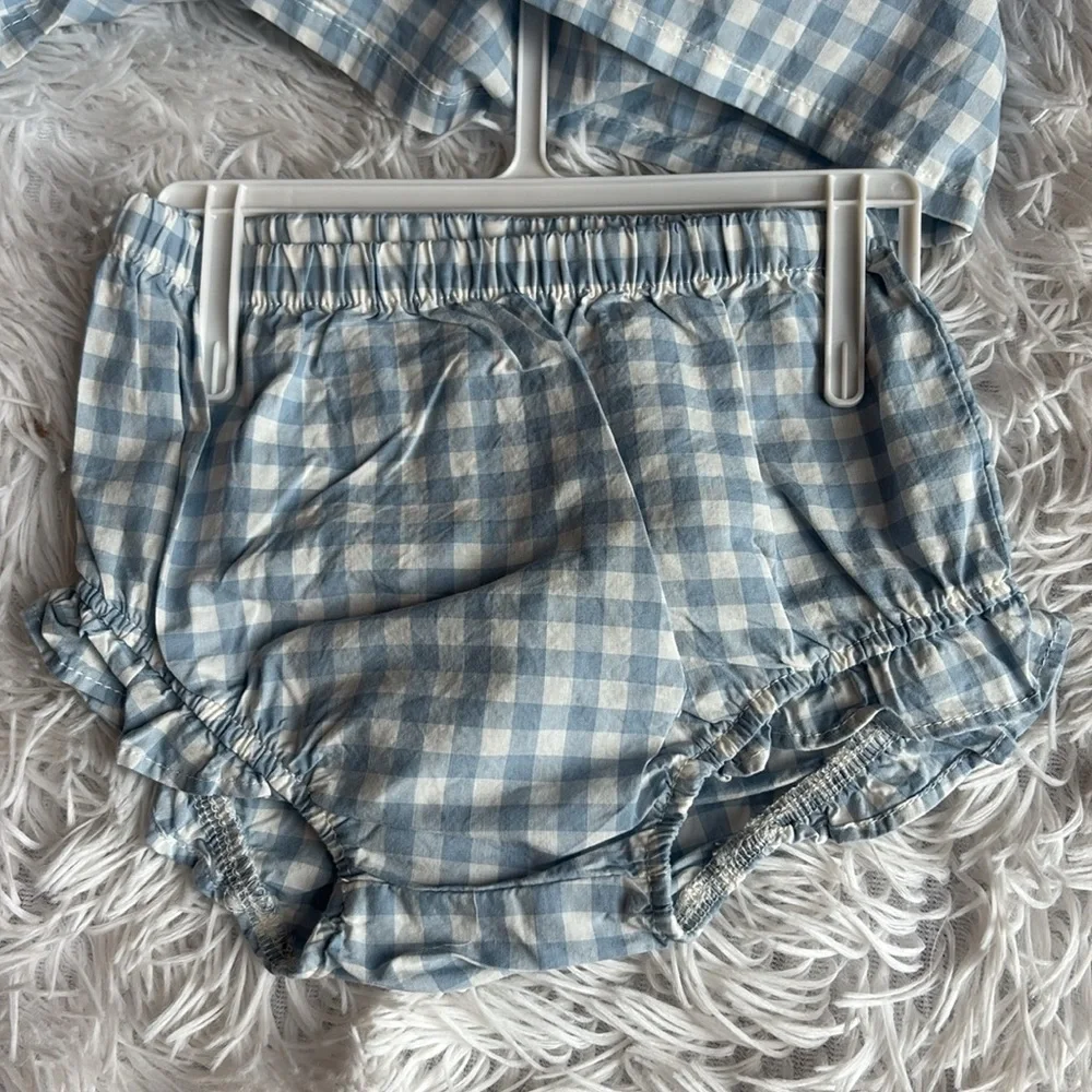 NWT Carter's Blue Gingham Diaper Cover Set 12 M